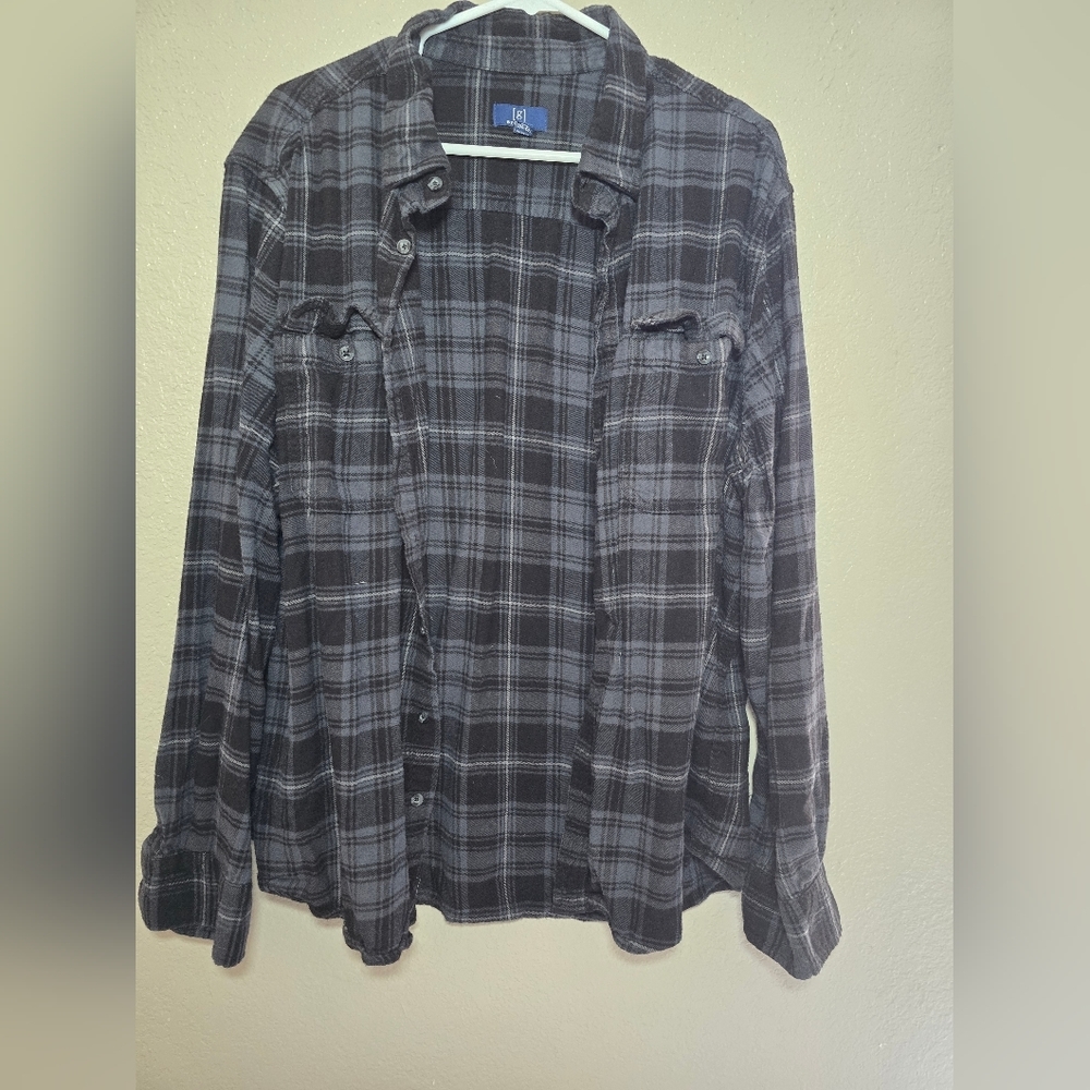 Black and Gray Plaid Men's Shirt